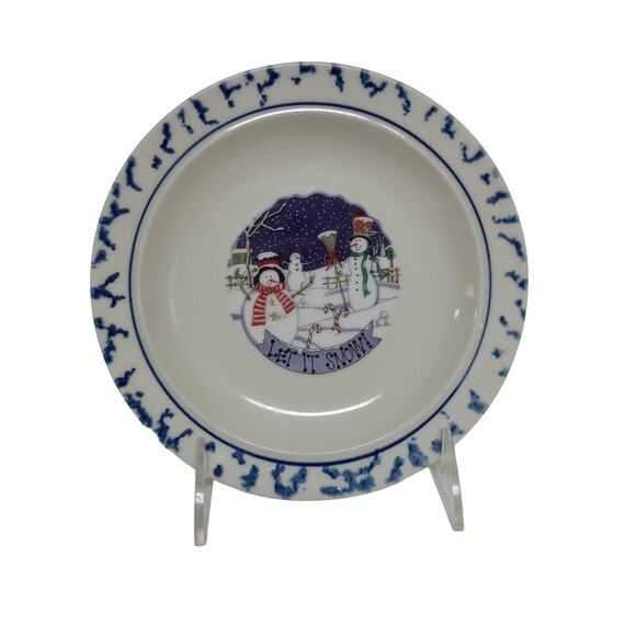 Charming Winter Snowman Decorative Plate Whimsical Christmas Decor Let it Snow - Picture 10 of 10